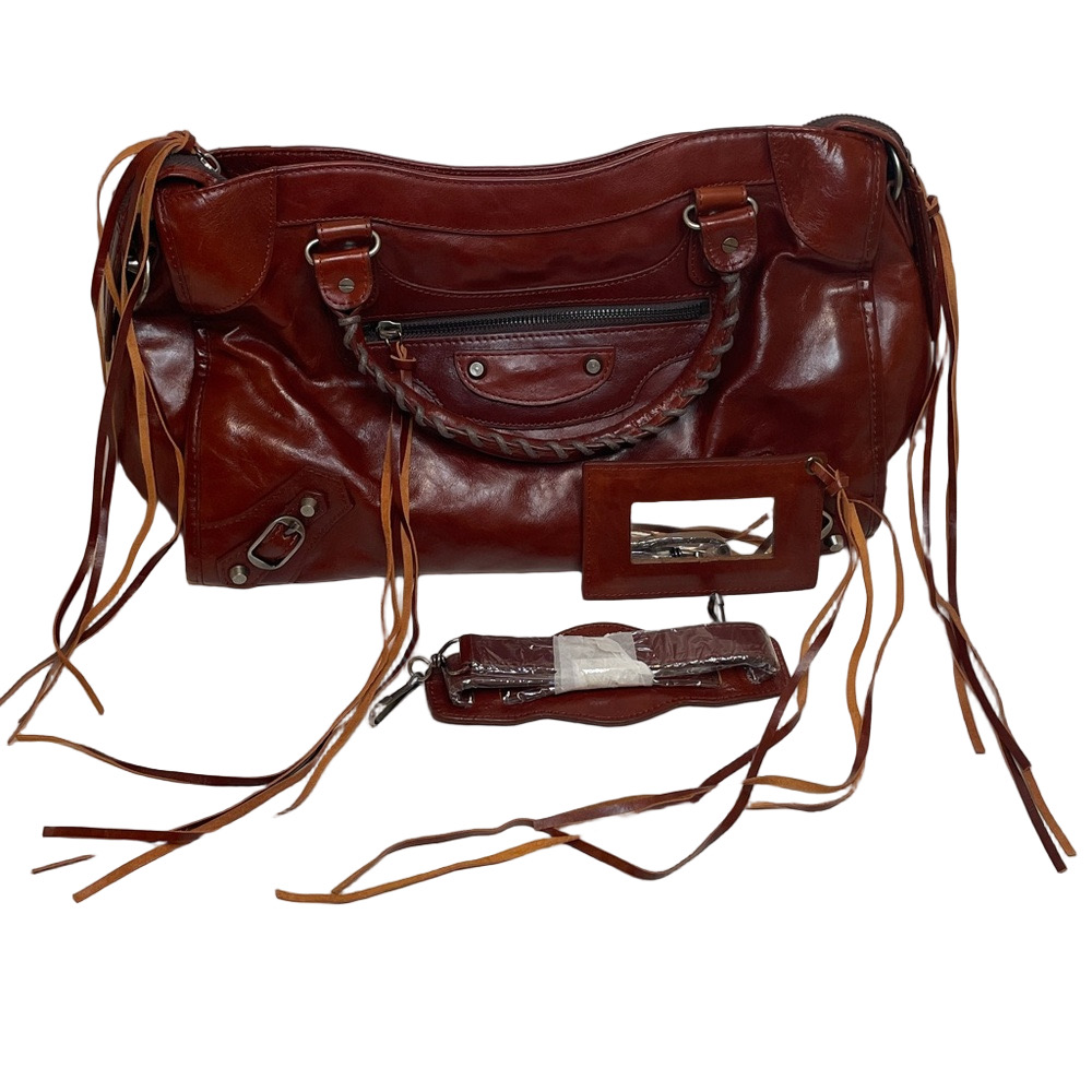 Vintage Y2K Balenciaga Paris City Leather boho bag with fringe and accessories